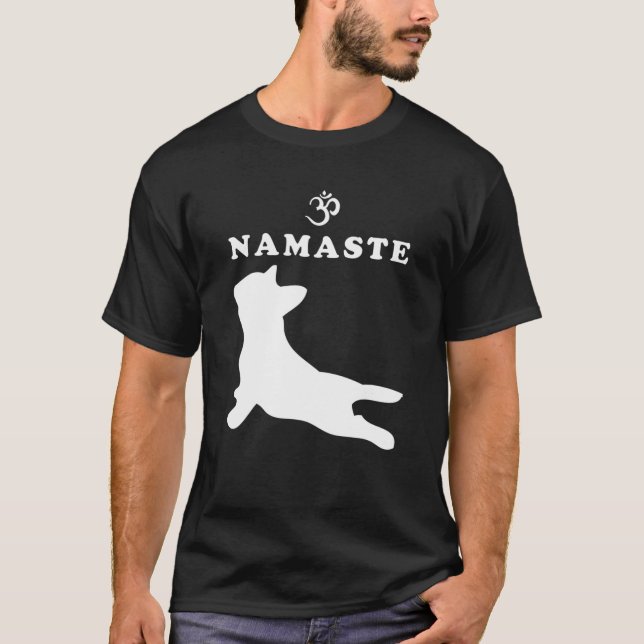 Namaste Om Symbol Fransk Bulldog Funny Yoga Gift F T Shirt (Framsida)