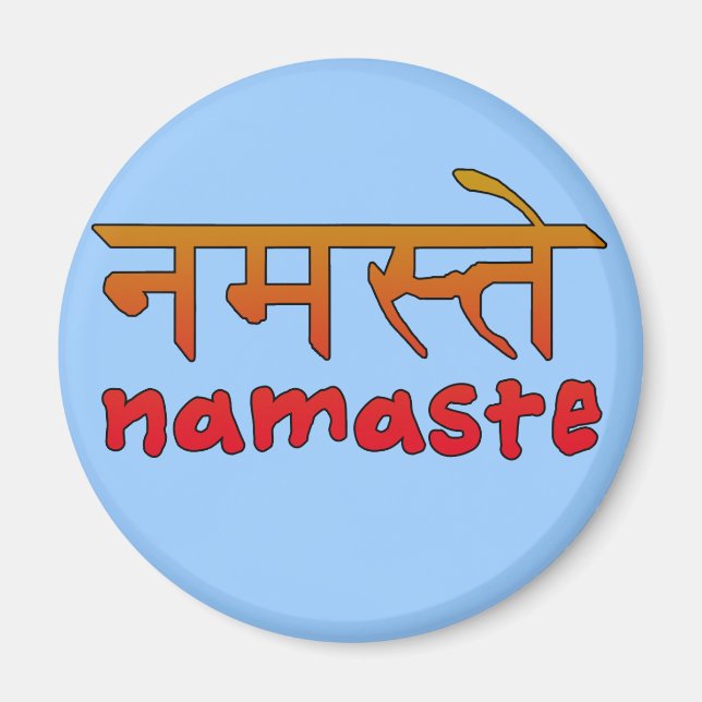 Namaste på engelska och hindi-skript magnet (Framsidan)
