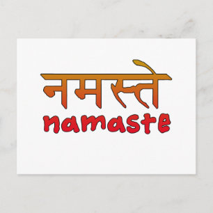 Namaste på engelska och hindi-skript vykort