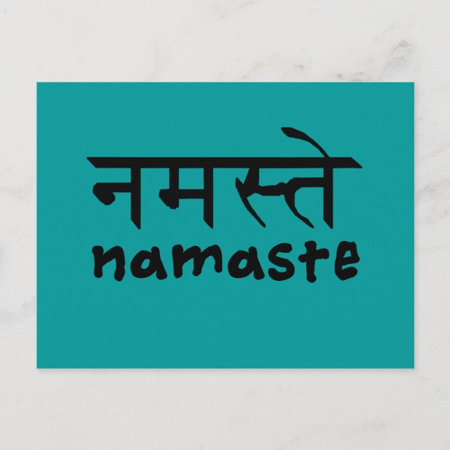 Namaste på engelska och Hindi Vykort (Framsida)