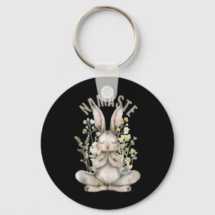 Namaste Påsk Rabbit Zen Yoga Inner Peace Spiritu Nyckelring
