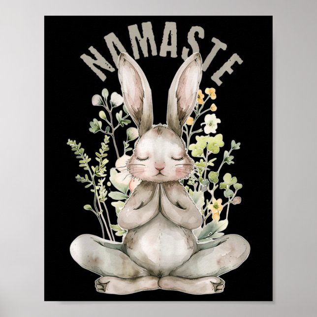 Namaste Påsk Rabbit Zen Yoga Inner Peace Spiritu Poster (Framsidan)