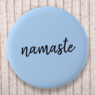 Namasté Pastel Blue Yoga Andlig Salutation Knapp