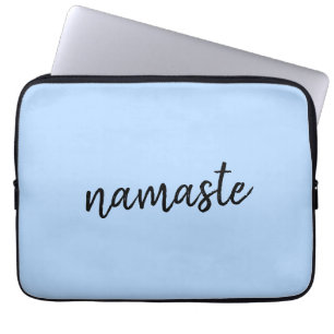 Namasté Pastel Blue Yoga Andlig Salutation Laptop Fodral