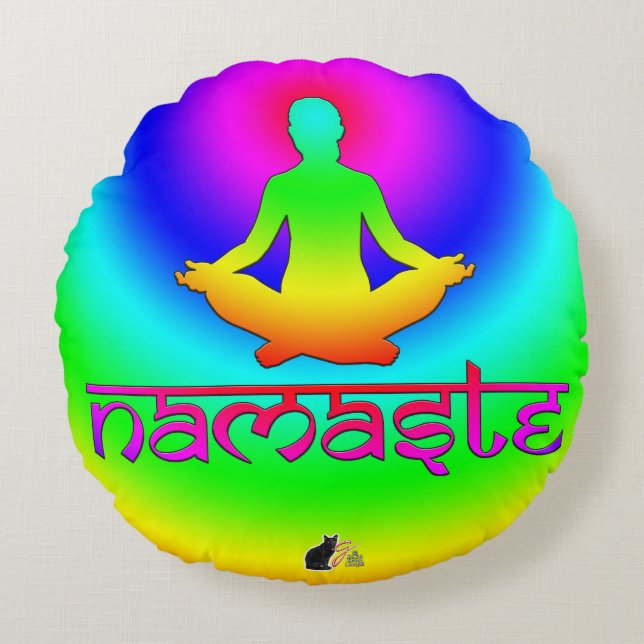 Namaste Rainbow Avsikter Rund Kudde (Framsidan)