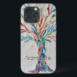 Namaste Rainbow Träd Fodral-Mate iphone case<br><div class="desc">Detta unika iphone case har ett mosaiskt träd i regnbåge i färg. Anpassa den genom att ändra ord Namaste om du föredrar något annat. Eftersom vi skapar vår egen teckning kommer du inte att hitta just den här bilden från andra designers. Original Mosaic © Michele Davies</div>