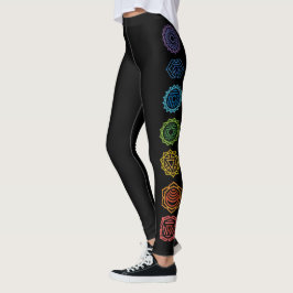 Namaste regnbåge färgade Chakras Leggings