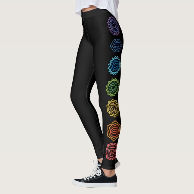 Namaste regnbåge färgade Chakras Leggings (Vänster)