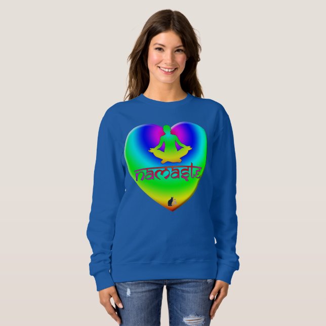 Namaste Regnbågsintentioner Hjärtat T-Shirt (Hel framsida)