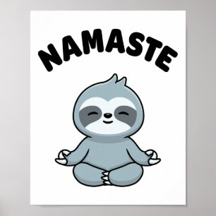 Namaste Rolig Söt Sengångare Kawaii Yoga Sengångar Poster