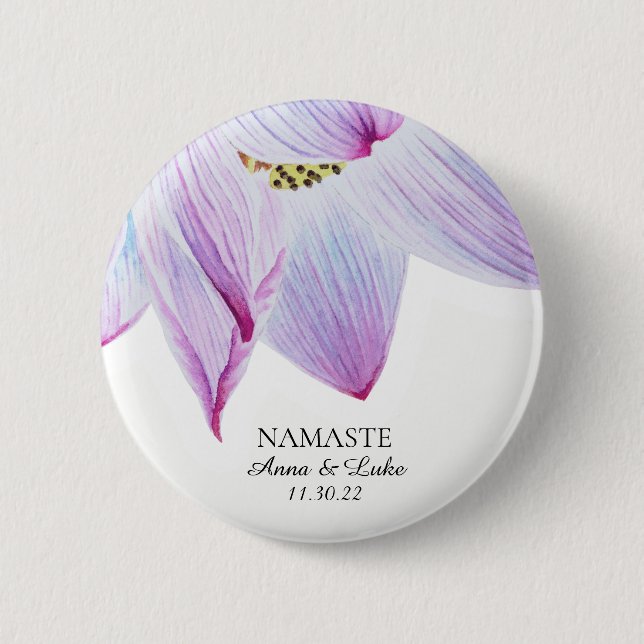 *~* Namaste Rosa Blue Magenta Lotus Knapp (Framsida)