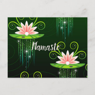Namaste Rosa Lilies & Grönt Dynors Sparkling Stars Vykort