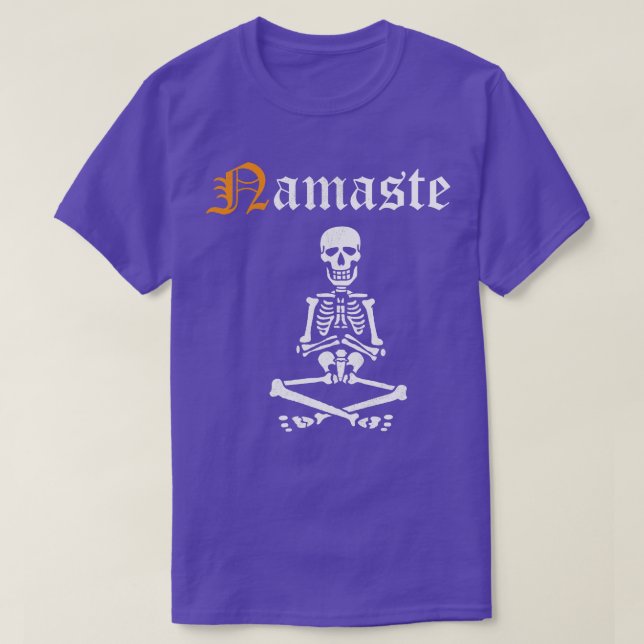 Namaste Skeleton Halloween Yoga Halloween Asanas f T Shirt (Design framsida)
