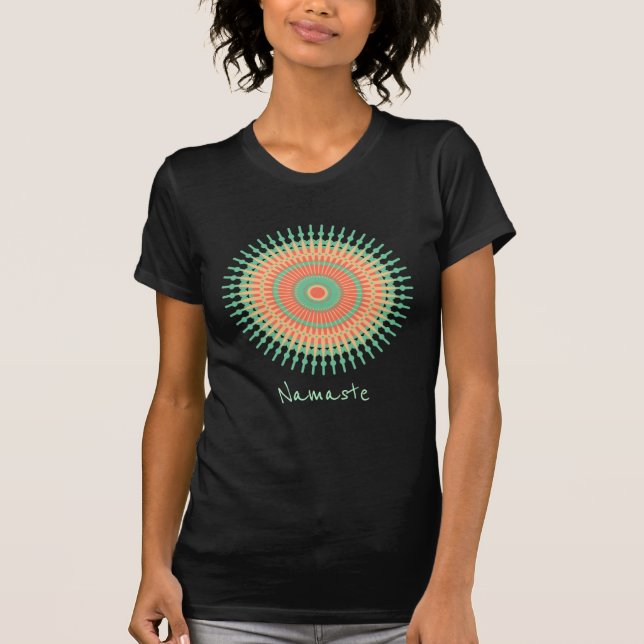 namaste slogan med mandala design mint indiska t shirt (Framsida)