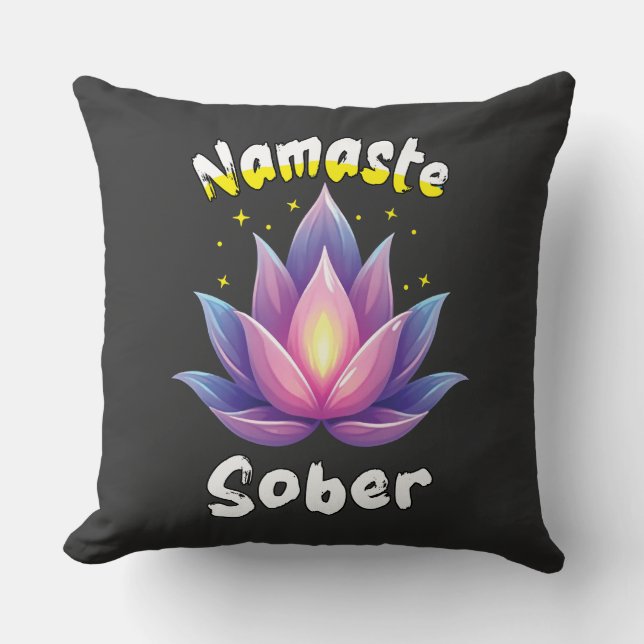 Namaste sober med Lotus Flower Kudde (Framsida)