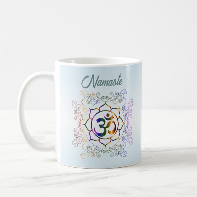 Namaste Söt Prismatic Lotus Andlig Art Kaffemugg (Vänster)