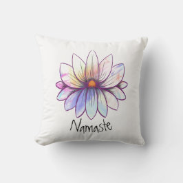 Namaste, stäng- och pastellblomma, vit kudde