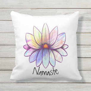 Namaste, stänk, pastellblomma kudde
