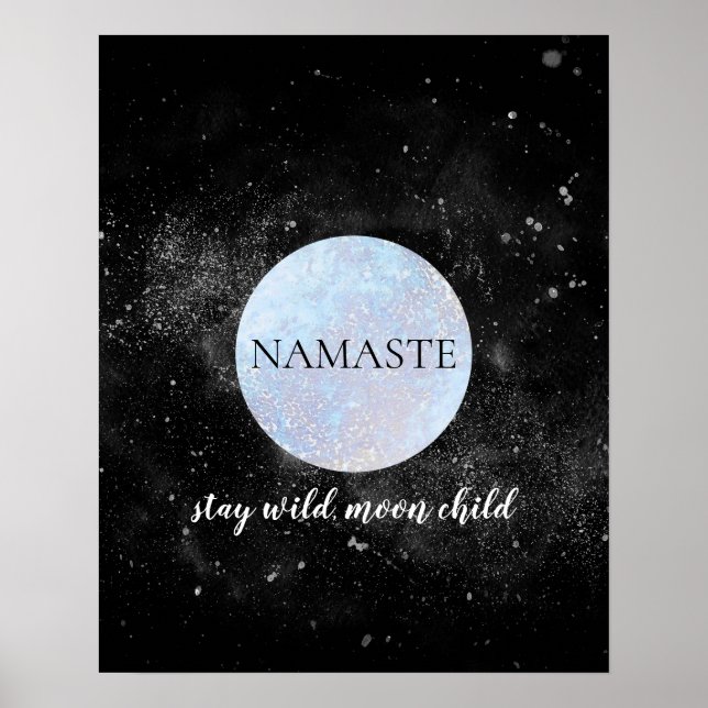 Namaste stanna kvar Vild Måne Child Blue Full Moon Poster (Framsidan)