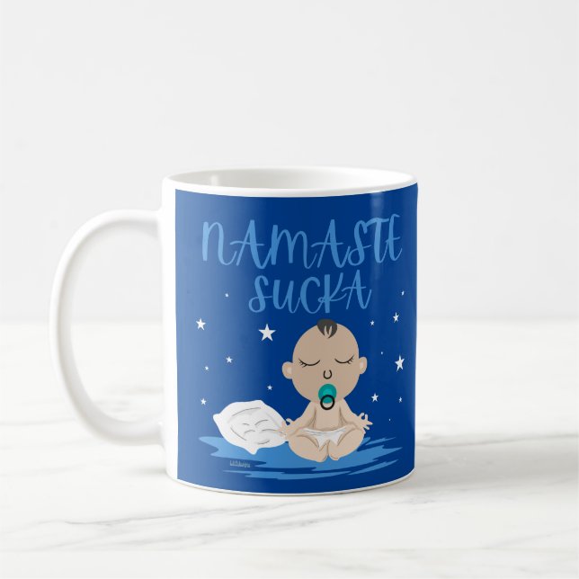 NAMASTE SUCKA lustig baby yoga zen mästare Kaffemugg (Vänster)
