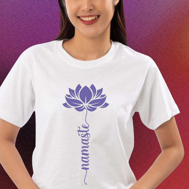 Namaste svart Lotus Flower Modern-skript T Shirt (Skapare uppladdad)