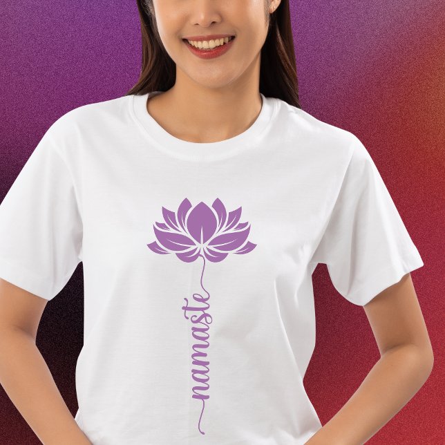 Namaste svart Lotus Flower Modern-skript T Shirt (Skapare uppladdad)