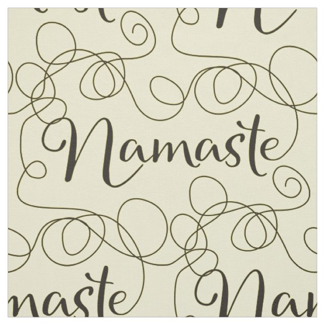 NAMASTE svart sömlöst mönster med LINJER Tyg (Provkarta)