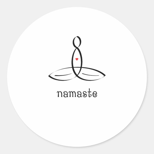 Namaste - Svarta Finare stil Runt Klistermärke (Framsida)