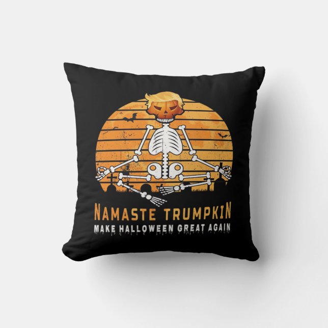 Namaste Trumpkin Gör Halloween Underbar igen Medit Kudde (Framsida)