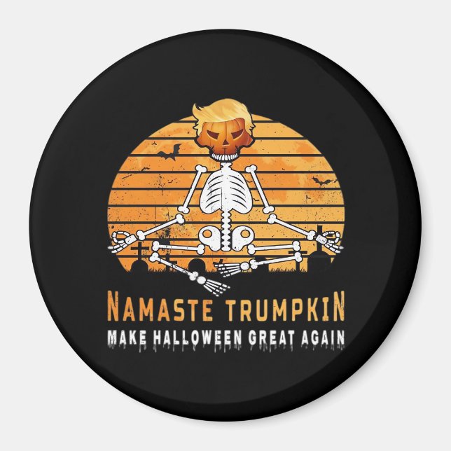 Namaste Trumpkin Gör Halloween Underbar igen Medit Magnet (Framsidan)