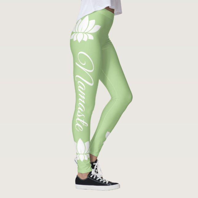 Namaste White Lotus Flower Yoga Leggings (Höger)