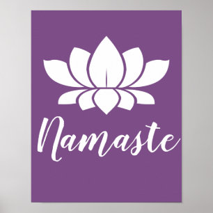 Namaste White Lotus & Lila Yoga Poster