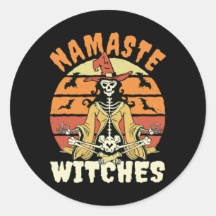 Namaste Witches Skeleton Halloween Yoga Runt Klistermärke