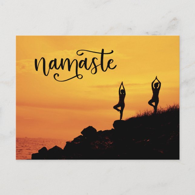 Namaste Woman Modern Andlig Meditation Yoga Vykort (Framsida)