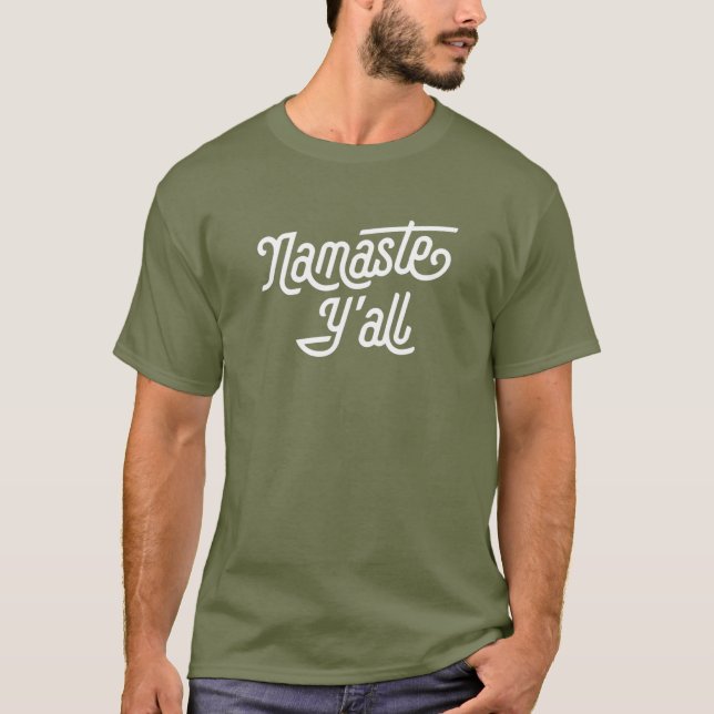 Namaste Y'all Funny Typography Southern Yoga Eight T Shirt (Framsida)