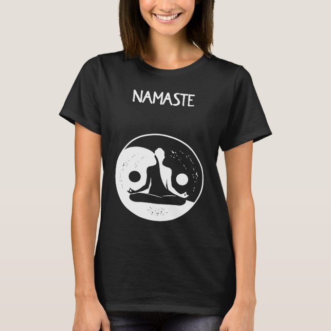 Namaste Yin Yang Meditation T Shirt (Framsida)
