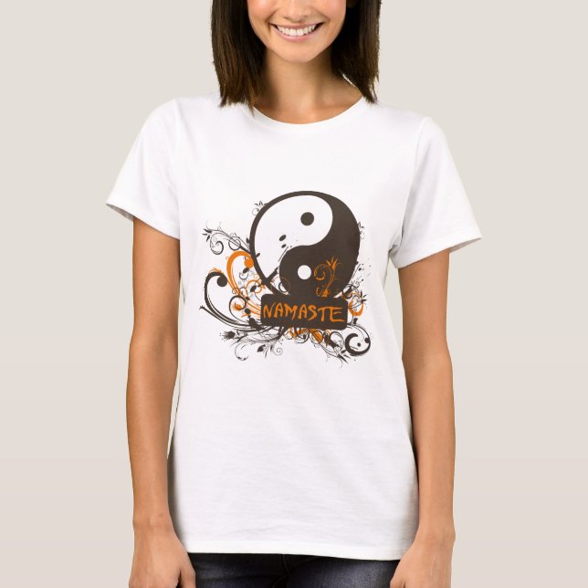 Namaste Yin Yang T Shirt (Framsida)