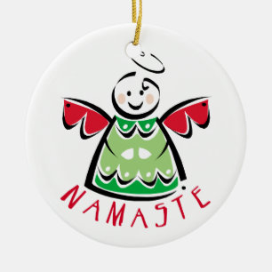 Namaste Yoga Angel-jul Julgransprydnad Keramik