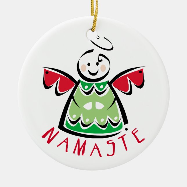 Namaste Yoga Angel-jul Julgransprydnad Keramik (Framsidan)