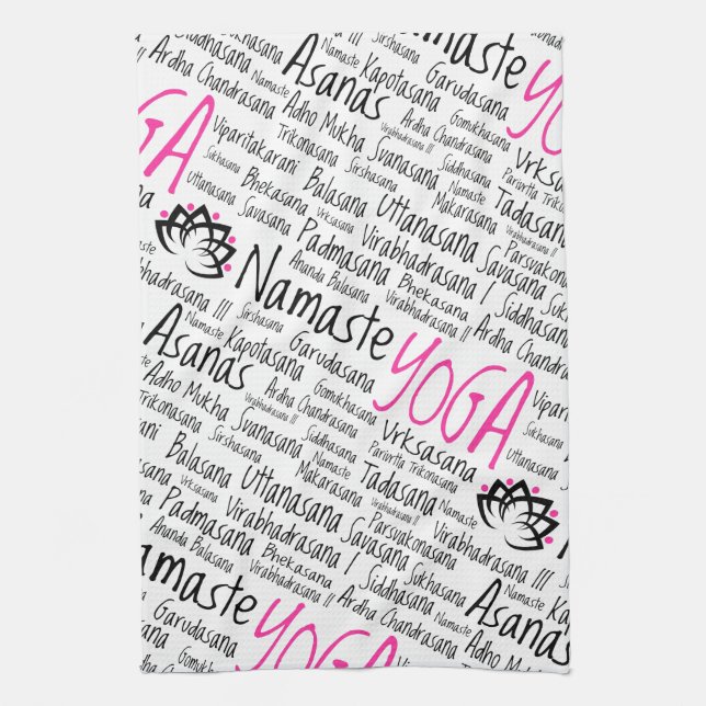 Namaste Yoga Asanas placerar namn i Sanskrit Kökshandduk (Vertikal)