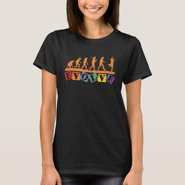 Namaste Yoga Evolution Meditation   Retro Yoga T Shirt (Framsida)
