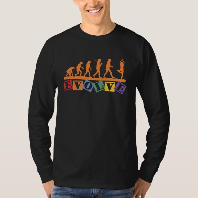 Namaste Yoga Evolution Meditation   Retro Yoga T Shirt (Framsida)