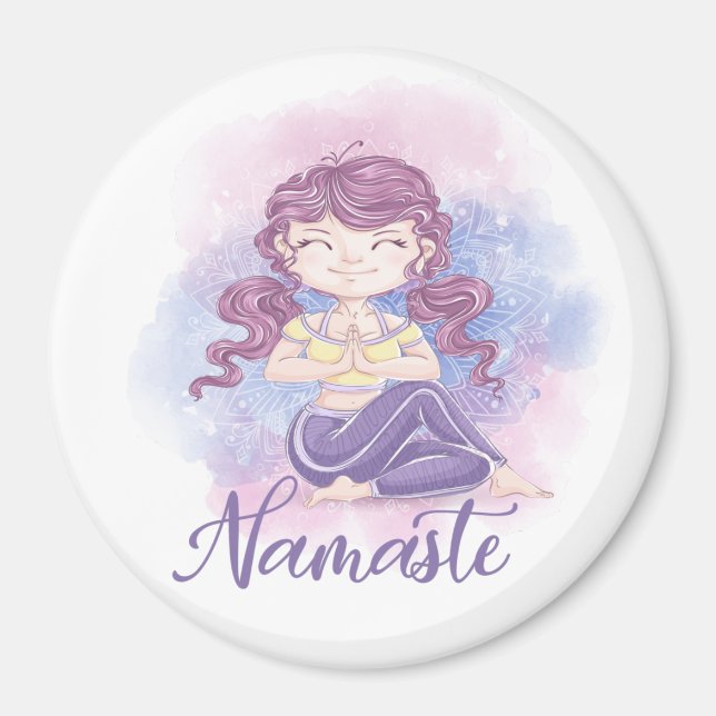 Namaste Yoga Flicka Magnet (Framsidan)