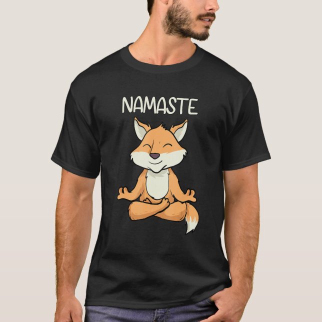 Namaste Yoga Funny Fox Meditation Exercise Animal T Shirt (Framsida)