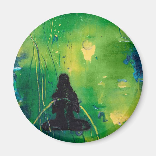 Namaste Yoga Girl Round Magnet (Framsidan)