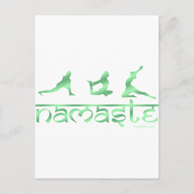 Namaste yoga-grönt vykort (Framsida)