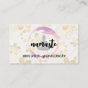 Namaste Yoga   Guld Blommigt - bakgrund Visitkort