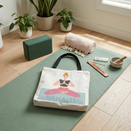 Namaste Yoga Illustration Cute Tote Bag Tygkasse