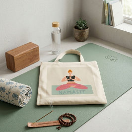 Namaste Yoga Illustration Cute Tote Bag Tygkasse