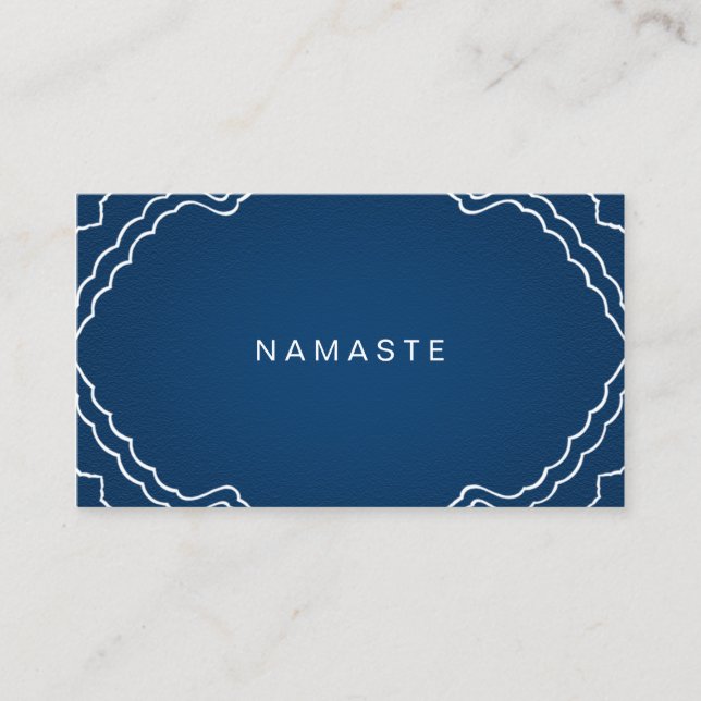 Namaste Yoga-instruktör - blå, enkel Visitkort (Framsida)
